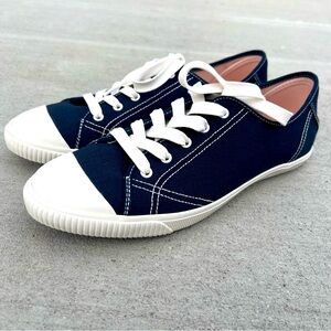 New Kate Spade Navy Blue and White Canvas Sneakers Size 10